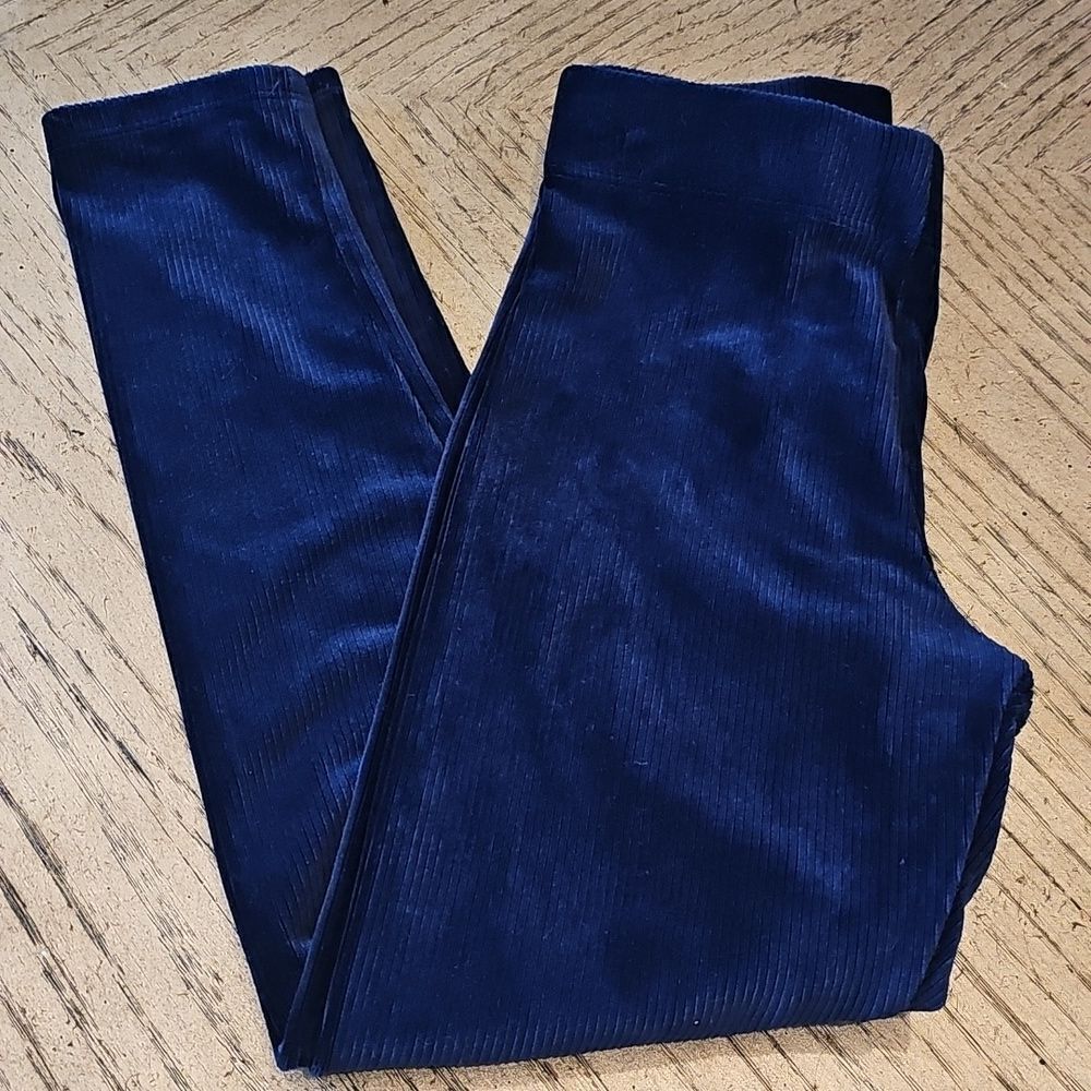 Girls Navy Blue Corduroy Suede Legging Size M - Picture 1 of 12